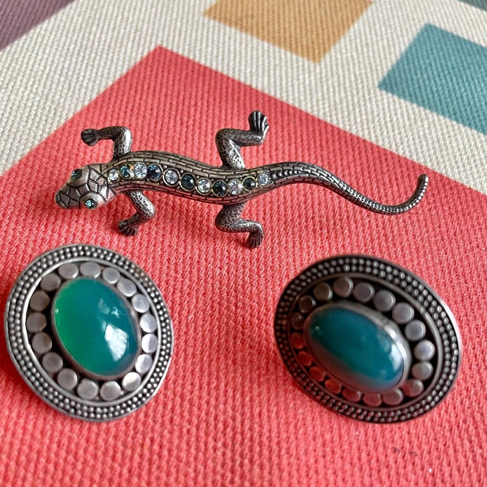 Vintage earrings and brooch